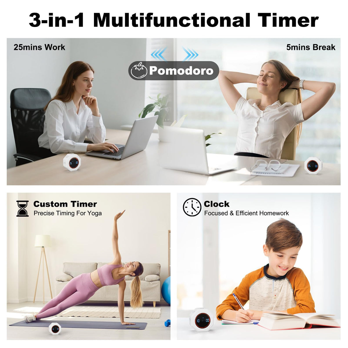 Kaflin Small Productivity Timer magnetic-attachment on a metal surface for easy placement