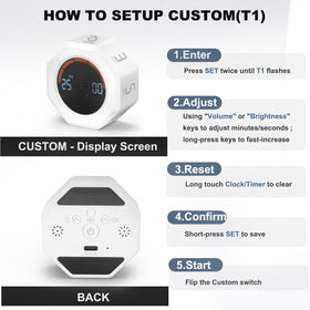 Kaflin Small Productivity Timer presets and dials enable quick 3/5/10/25/60 minute options