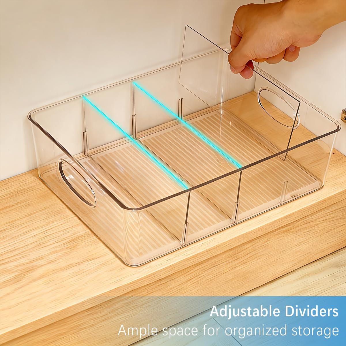 KAIDELI lid organizer features an ergonomic handle for effortless sliding and retrieval.