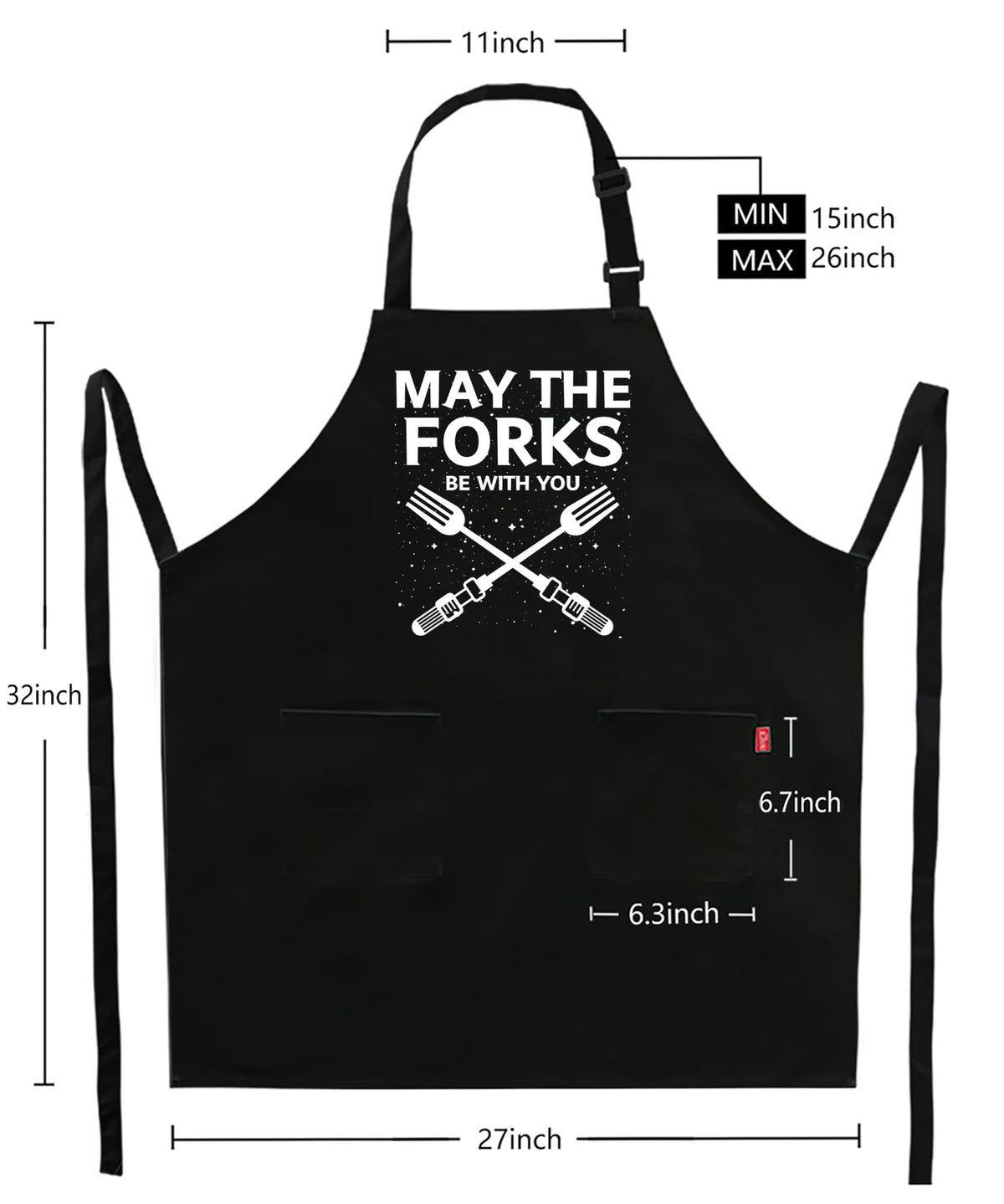Kaidouma grill apron two pockets closeup demonstrates convenient storage while cooking