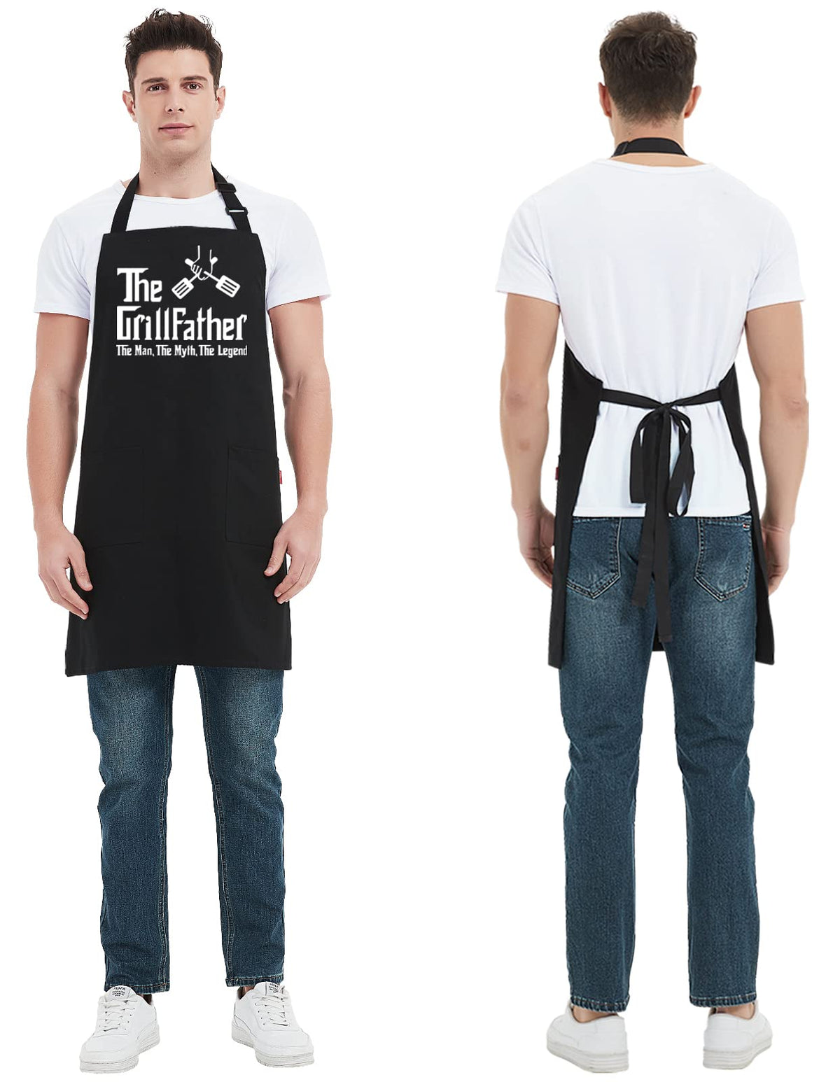 Kaidouma The Grillfather apron stitch detail reflects durable construction.