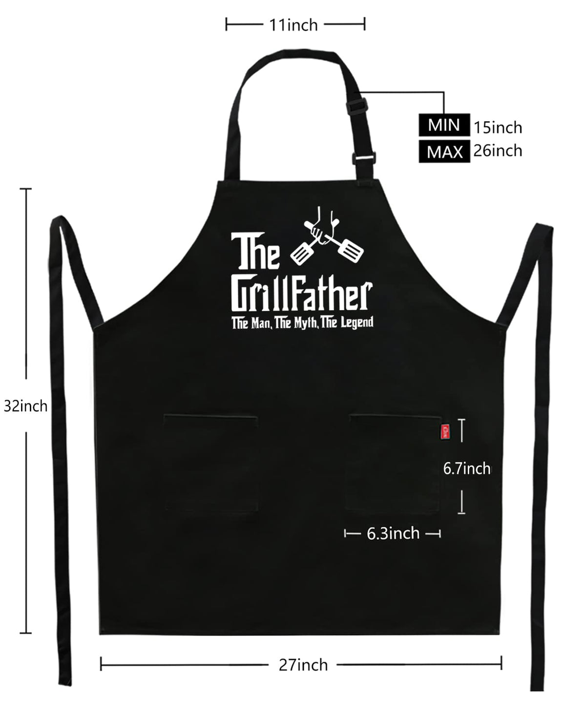 Kaidouma The Grillfather apron wide coverage helps keep clothes clean.