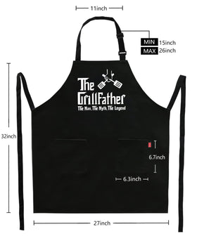Kaidouma The Grillfather apron wide coverage helps keep clothes clean.