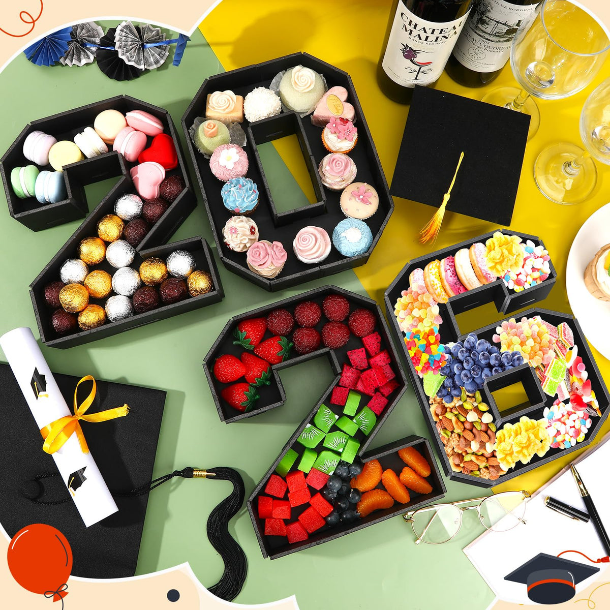 Colorful, standout design enhances event decor and food presentation.