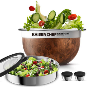 Kaiser chef outer 74oz bowl, durable stainless steel for large salads.