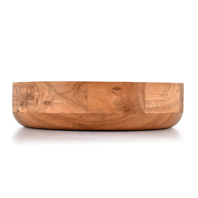Kaizen Casa wooden round bowl used as an elegant dessert platter for sweets.