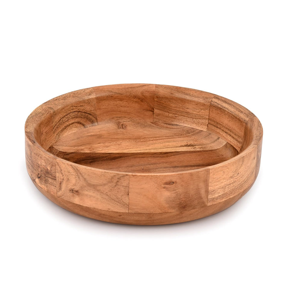 Kaizen Casa wooden round bowl for fruit display, perfect for fresh fruit at home.