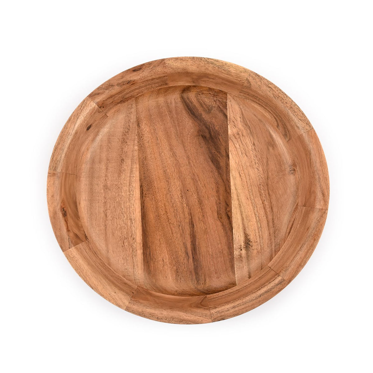 Kaizen Casa wooden round bowl serving chips and snacks with natural warmth.