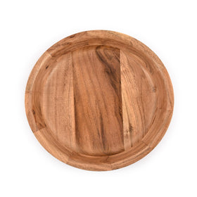 Kaizen Casa wooden round bowl serving chips and snacks with natural warmth.