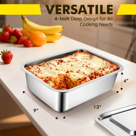 KAKO 4-inch deep baking pan, ample space for casseroles.