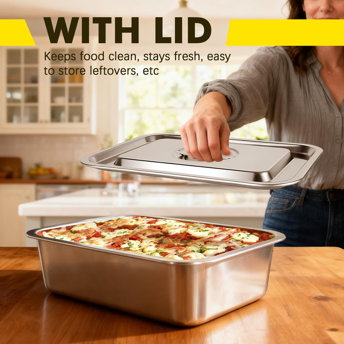 KAKO 7.6 qt capacity baking pan, perfect for big portions.