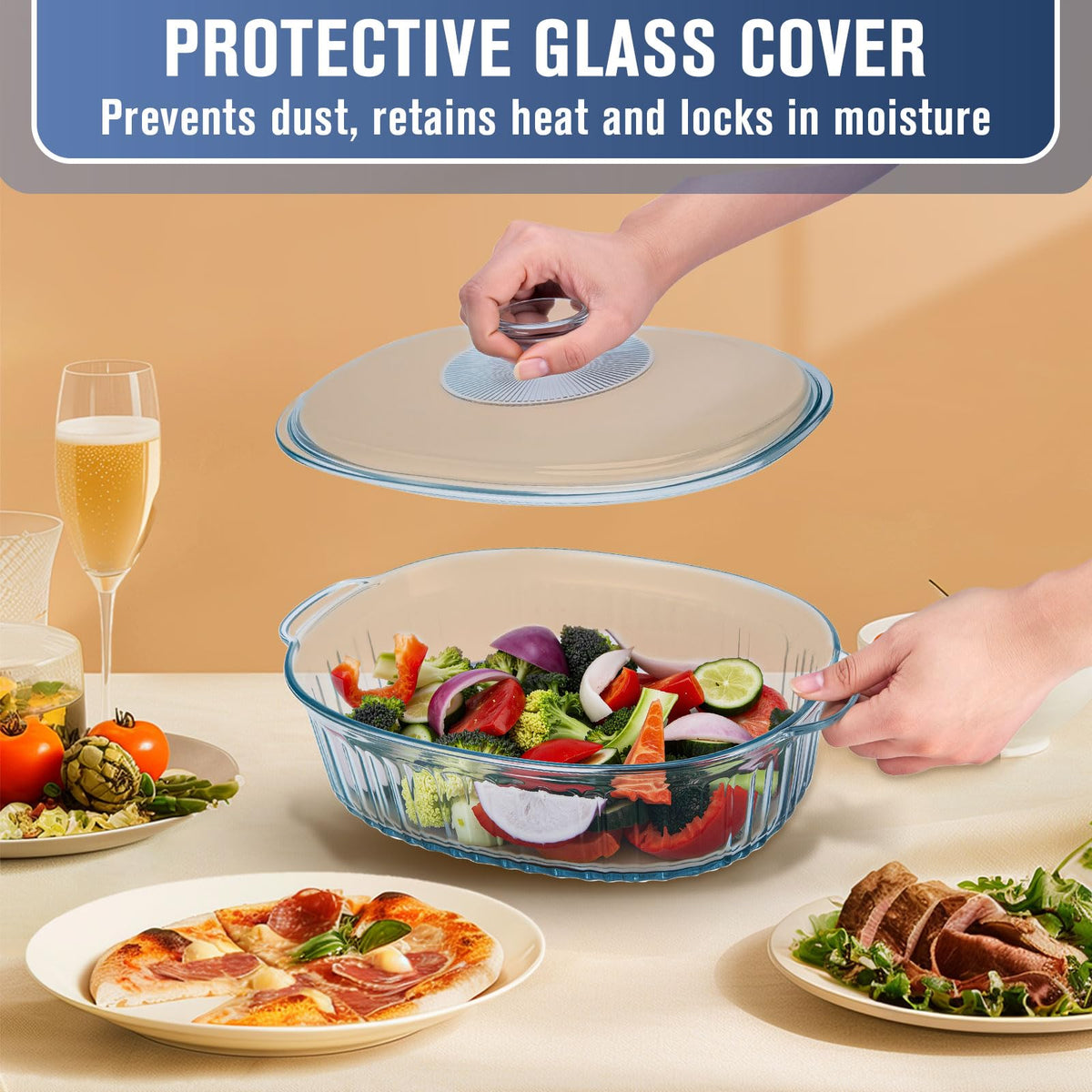 KAKO clear glass allows watching cooking progress without removing lid.