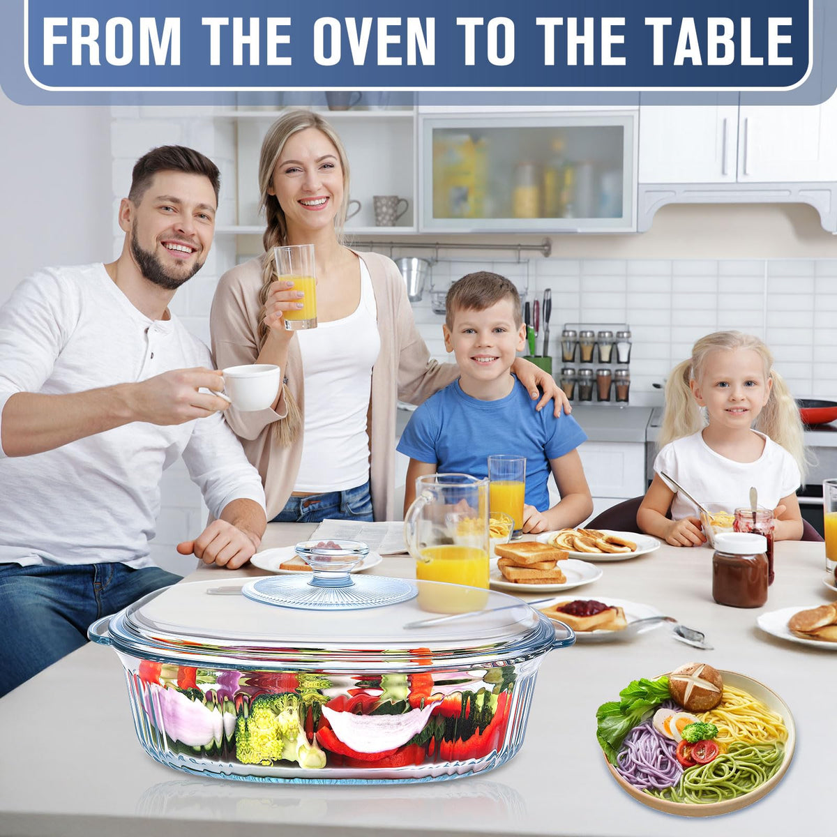 KAKO durable bakeware safe in microwave, oven, and freezer.