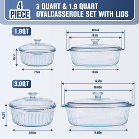 KAKO 1.9 qt oval glass dish with lid keeps portions neat and moist.