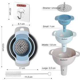 Kalave four funnels medium funnel for precise transfer of liquids and oils.