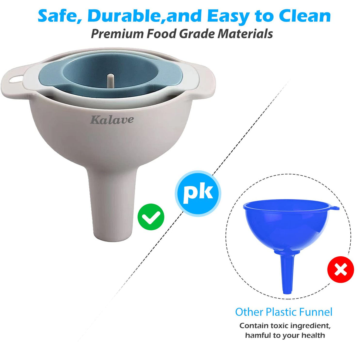 Kalave four funnels small funnel ideal for powders and spices.