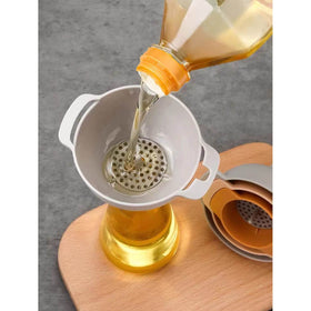 Kalave four funnels sticky hooks for convenient hanging storage.