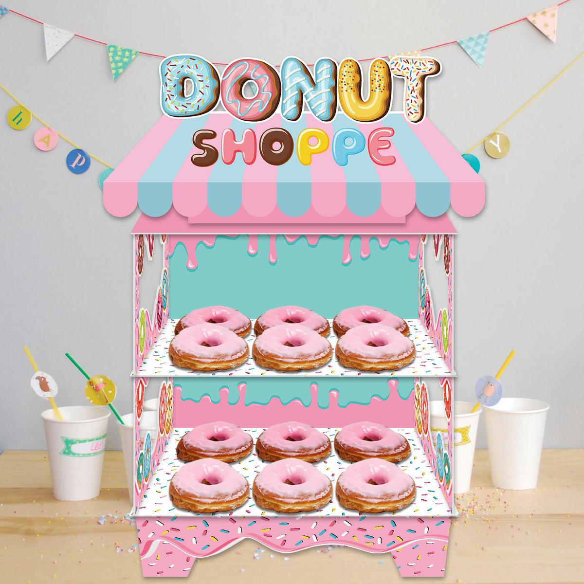 KALEFO Donut Shoppe Cake Stand adds a stylish centerpiece for parties