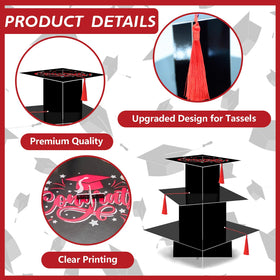 KALEFO Graduation Cap Cupcake Stand 3-tier bottom plate adds stability