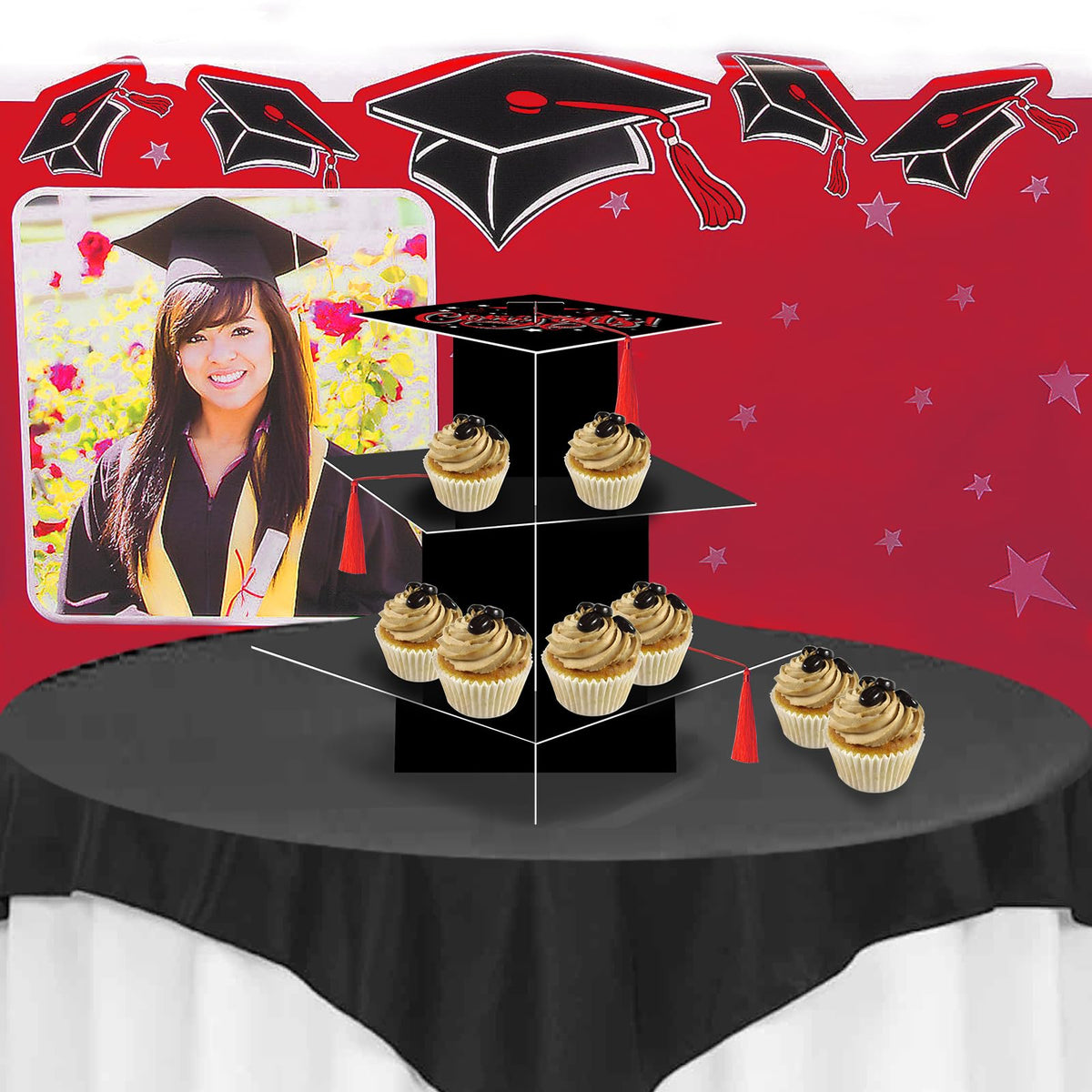 KALEFO Red-theme graduation decor enhances party ambiance