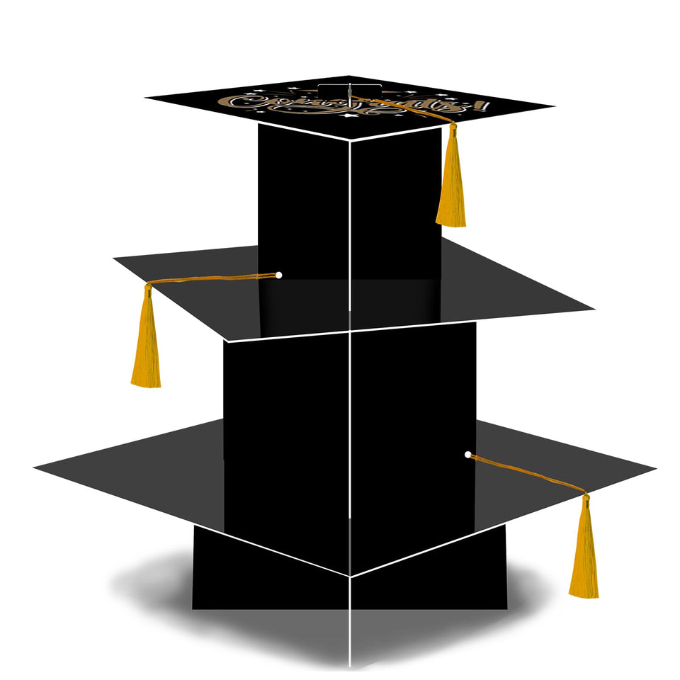 KALEFO graduation cupcake stand in gold for an elegant dessert display.