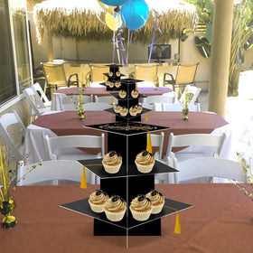 KALEFO gold cupcake display for graduation party tables.