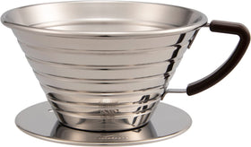 Kalita Carita stainless steel dripper front view for even extraction in 2–4 cups