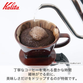 Kalita Style 102 brown dripper with paper filter for even extraction.