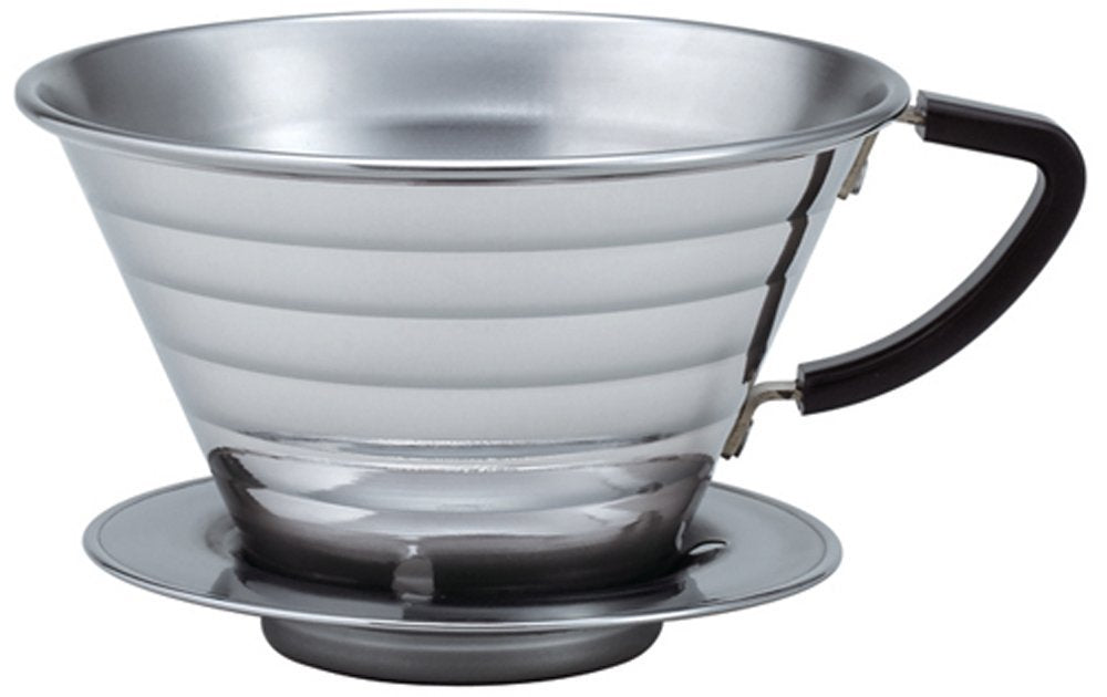 Kalita Wave 185 Dripper close-up in polished steel for durable daily use.