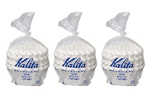 Kalita Wave 185 white filters, side view, ideal for uniform water flow.