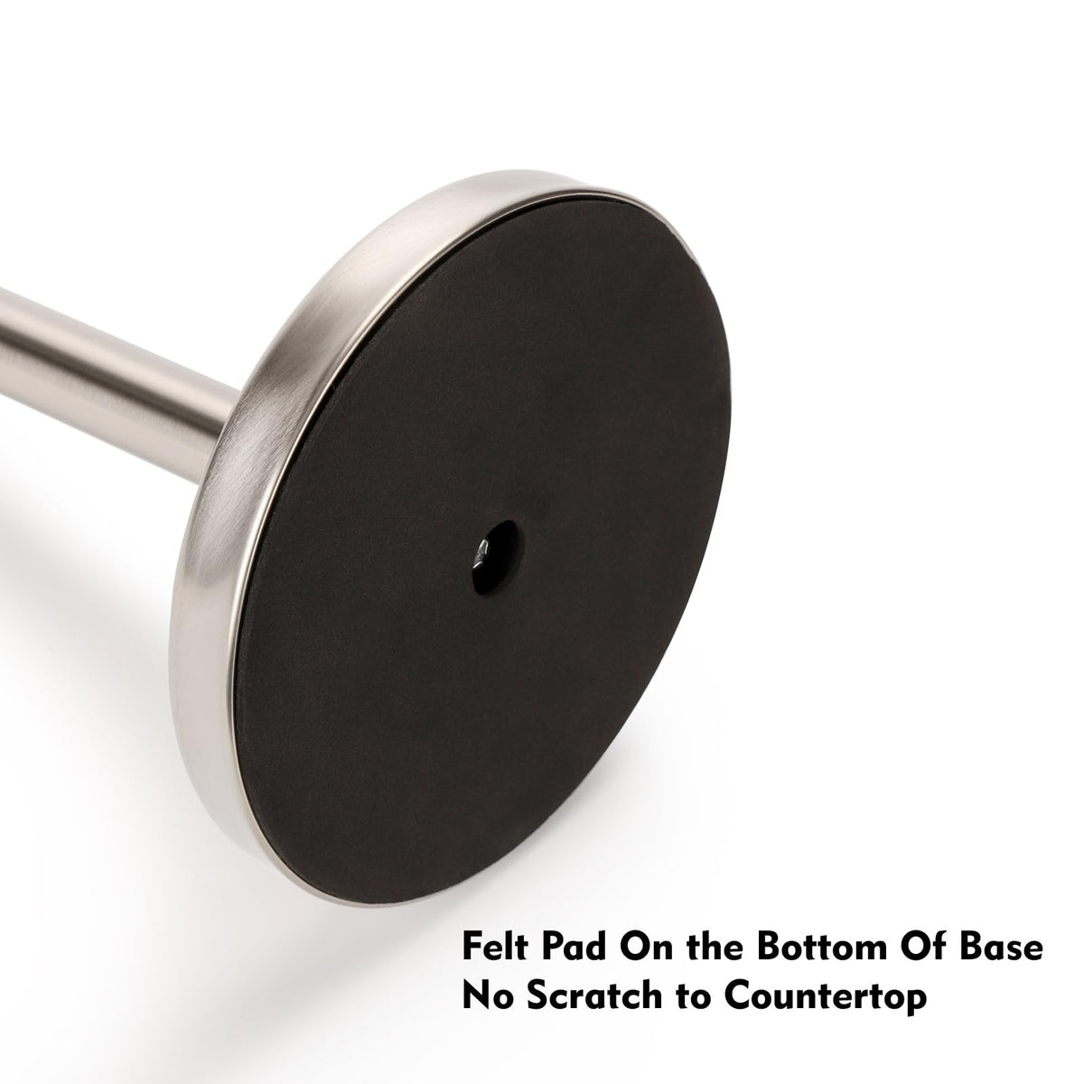 Brushed nickel finish on Kalitro holder complements any décor.