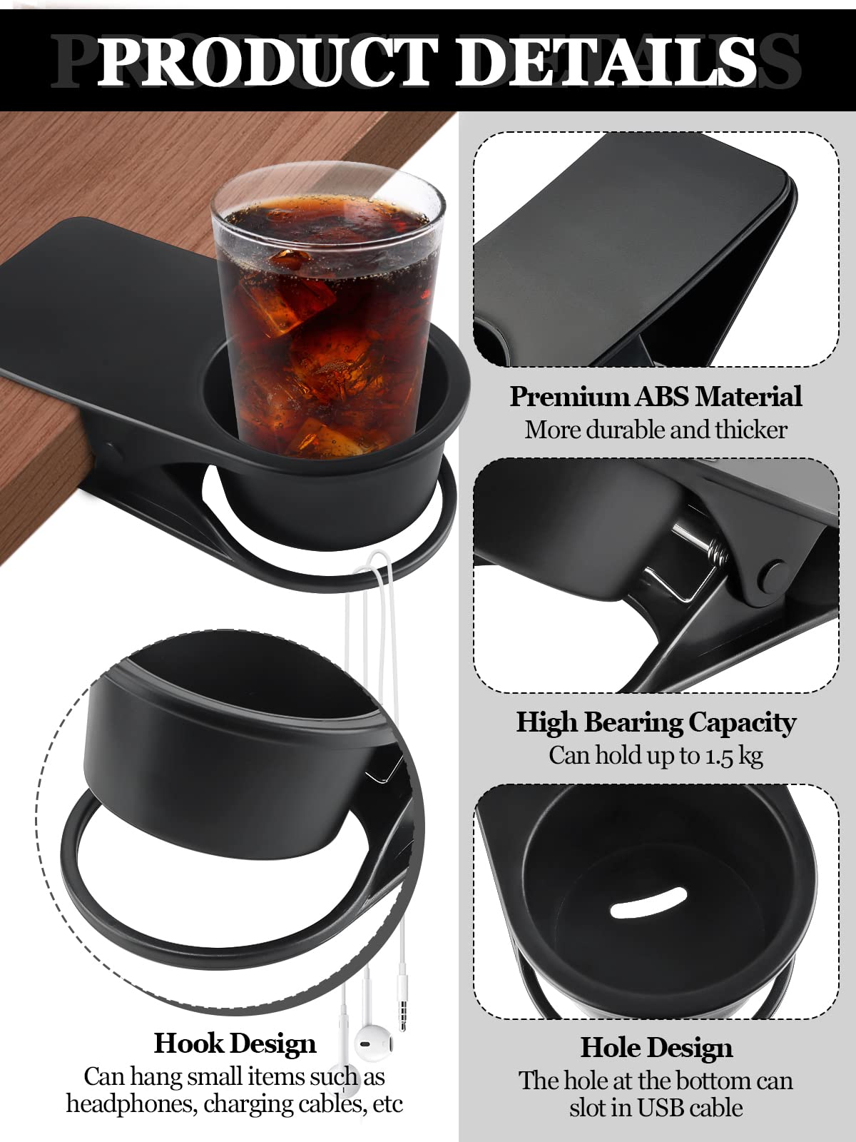 Kalolary durable ABS cup holder offers long-lasting desk organization