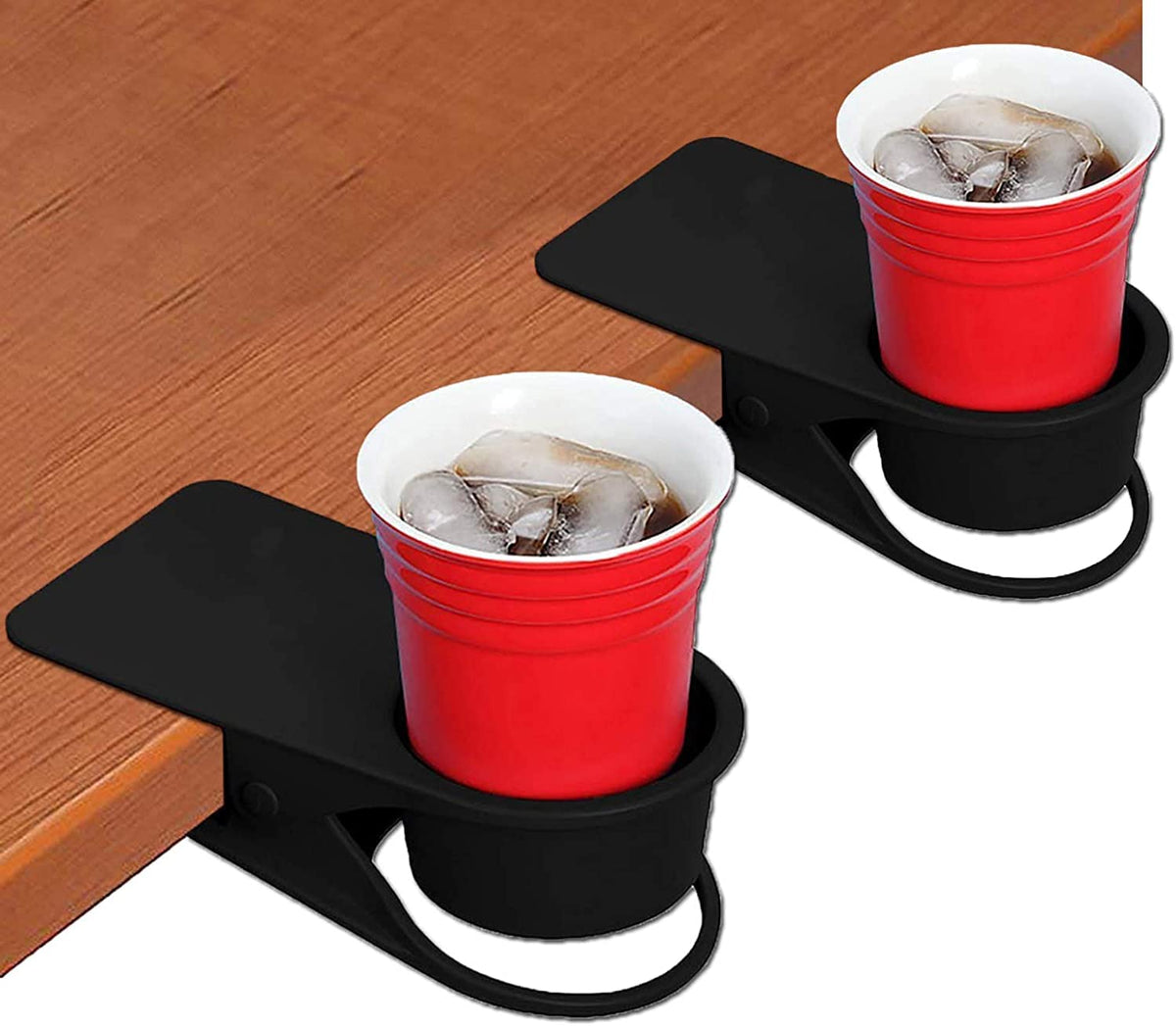 Kalolary desk clip cup holder, two-pack, keeps drinks off your workspace