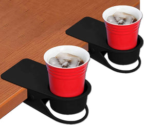 Kalolary desk clip cup holder, two-pack, keeps drinks off your workspace