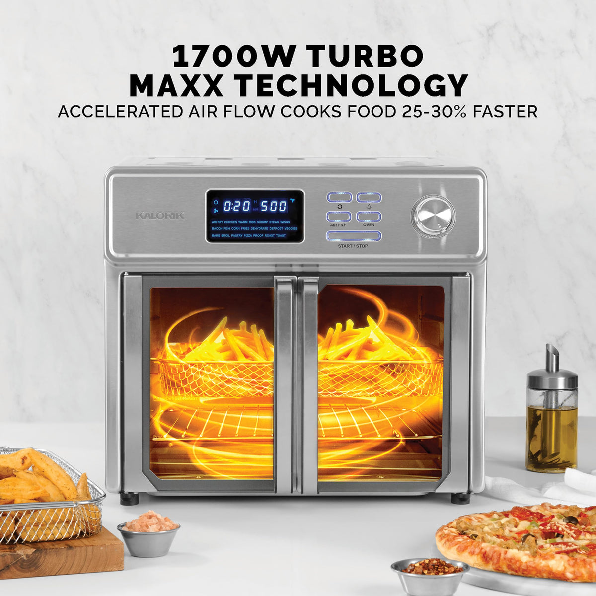 Kalorik MAXX Air Fryer Oven digital interface with presets