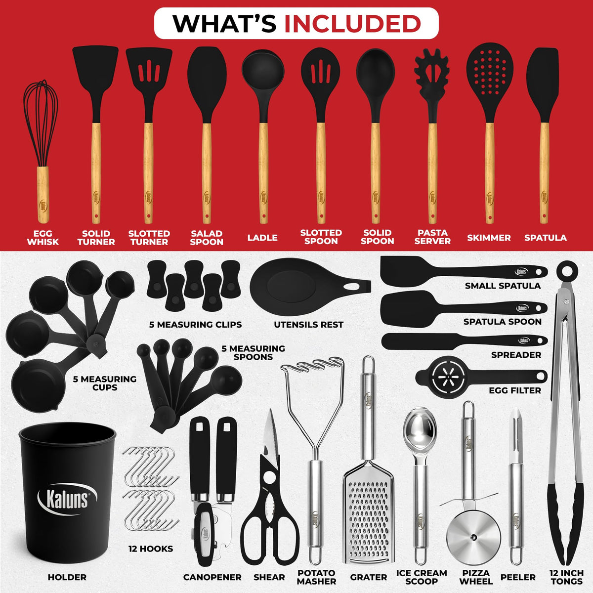 Kaluns spatula and ladle combo ideal for smooth flipping and safe serving.