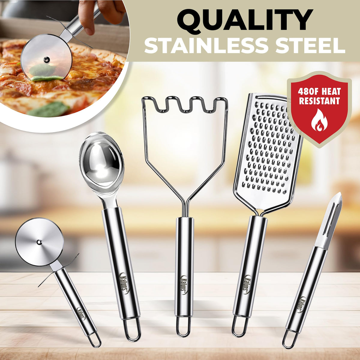 Kaluns pasta server and skimmer ideal for draining and serving