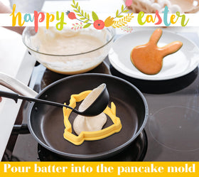 Kamehame silicone bunny-face mold creates charming breakfast art.