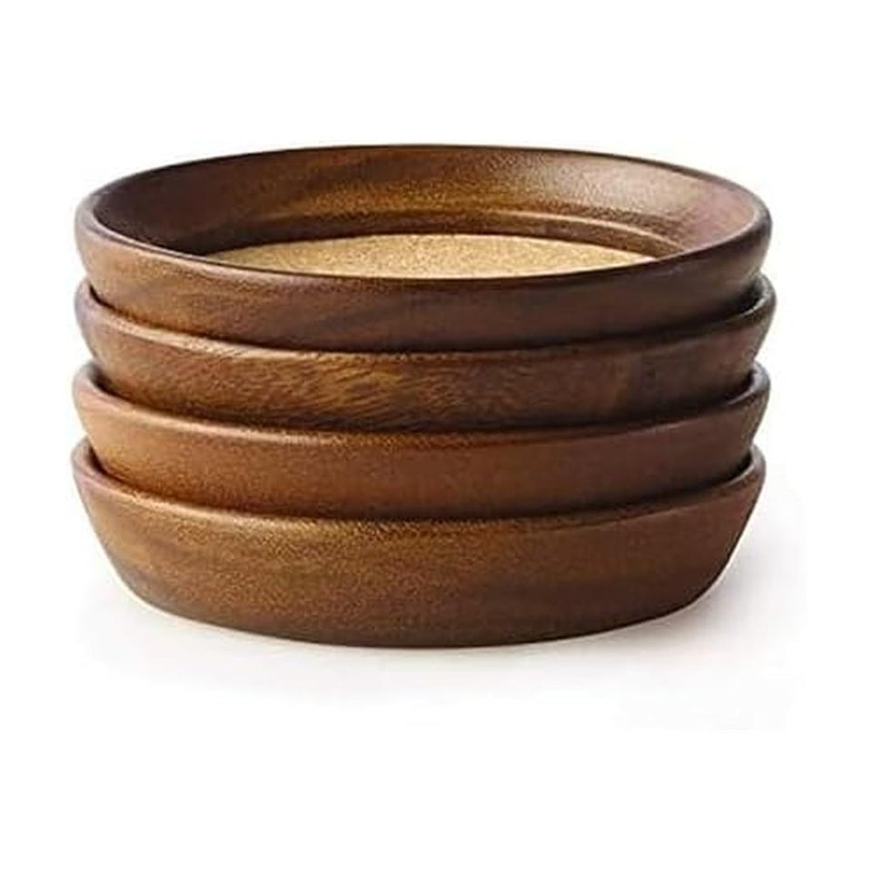 Kamenstein acacia wood coaster top view shows natural grain and sturdy surface protection.