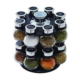 Kamenstein Ellington 16-jar spice rack with rotating rack for quick organization.