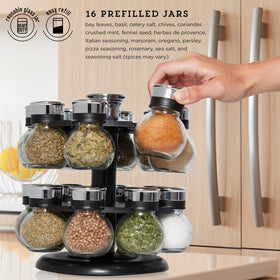 Kamenstein Ellington spice jars with labeled caps support fast, accurate seasoning.