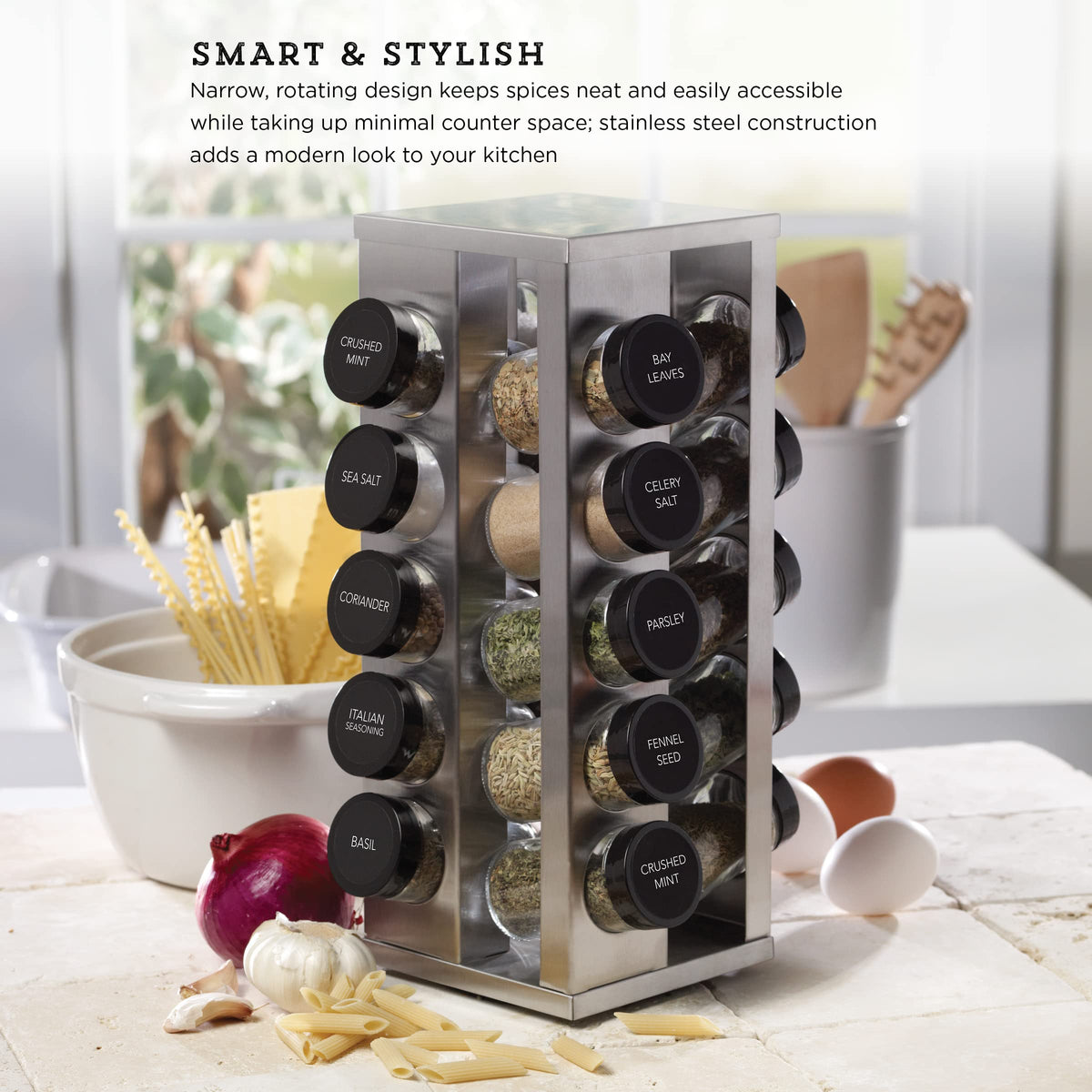 Kamenstein removable sifter discs let you sprinkle, scoop, or pour precisely.
