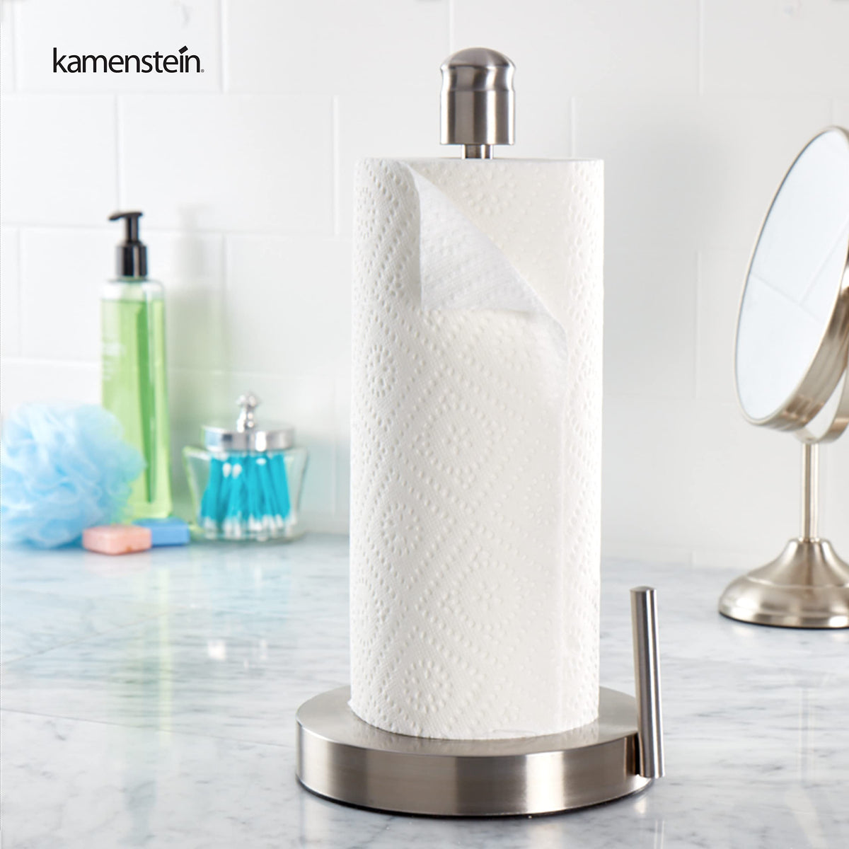 Kamenstein Perfect Tear aluminum roller fits standard, jumbo, and most roll sizes.