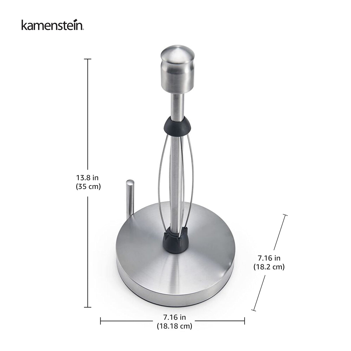 Kamenstein Perfect Tear brushed stainless steel finish adds a modern look to any room.