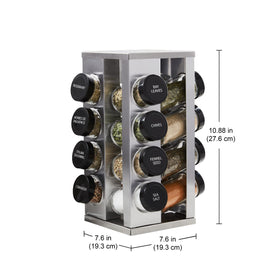 Kamenstein spice jars with glass bodies and clearly labeled caps for fast identification.