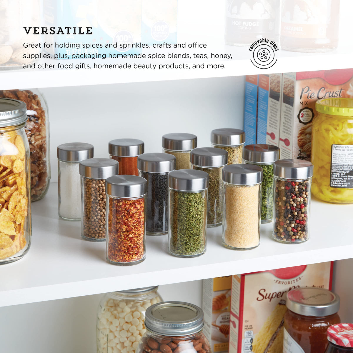 Kamenstein twist-on airtight cap keeps contents fresh and secure.