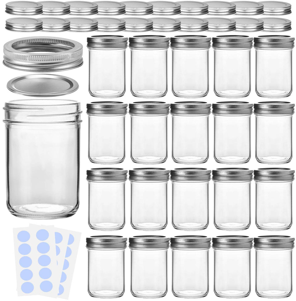 KAMOTA 8 oz mason jar with silver lid for airtight pantry storage.