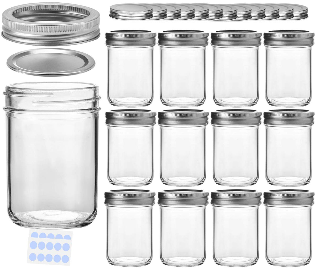 KAMOTA 8 oz mason jar with silver lid, ideal for jams and preserves.