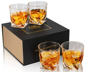 KANARS whiskey glasses twisted lowball 4-pack for stylish bourbon service