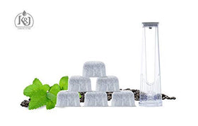 K&J charcoal water filters highlight impurity reduction for tastier coffee.